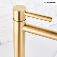 Julia | Rubinetto da bagno alto Hotel Gastro Gold spazzolato |Rubinetto premium in acciaio inossidabile per lavelli alti |Rubinetto ad alta pressione