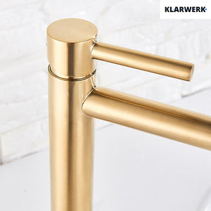 Julia | Rubinetto da bagno alto Hotel Gastro Gold spazzolato |Rubinetto premium in acciaio inossidabile per lavelli alti |Rubinetto ad alta pressione