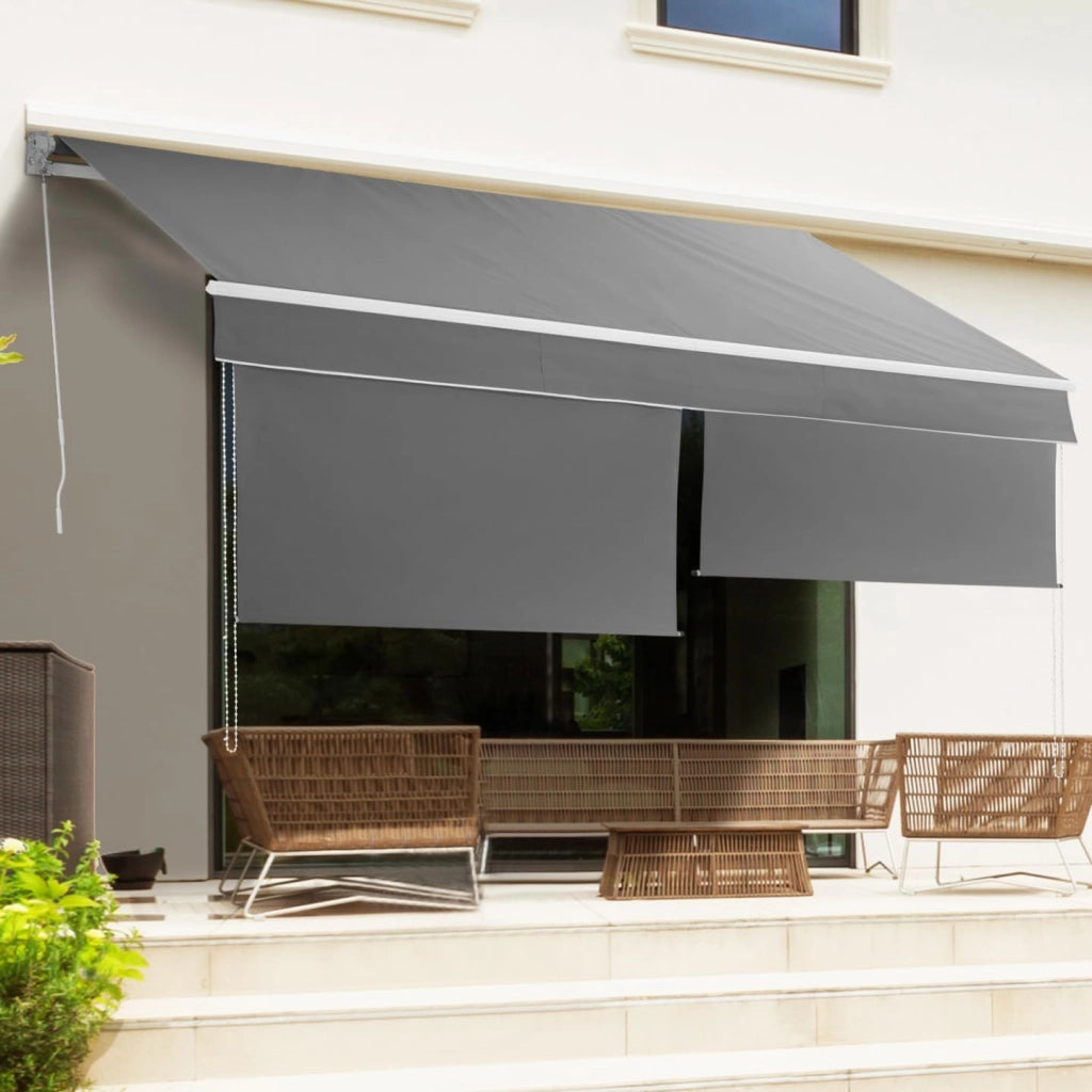 Toldo manual 3,95x3 M gris antracita con faldón H.1,40 M