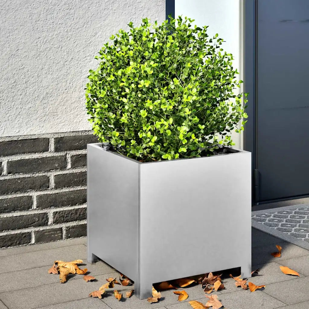 2 pz Fioriere | Cassetta per fiori | Vaso da Giardino 40x40x40 cm in Acciaio Zincato