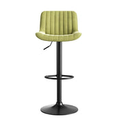 Sgabello da bar girevole - con altezza regolabile e schienale ergonomico - in velluto verde