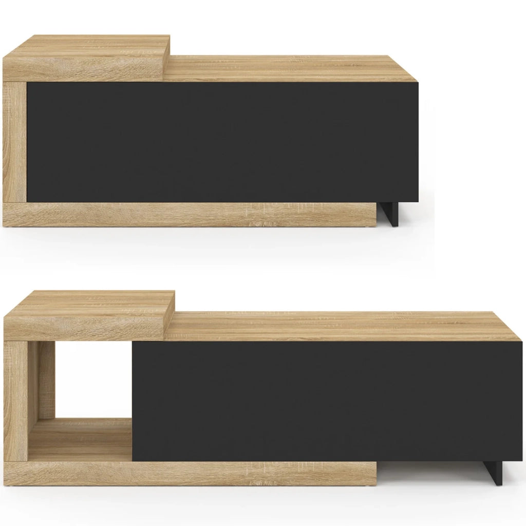 IDMarket - Tavolino RAPHAEL 100-130 cm, allungabile, 1 anta, legno e nero