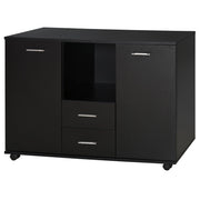 EasyComfort Armadietto Multifunzionale per l'Ufficio con Ruote a 360°, per Stampanti e Fascicoli, in Legno Nero 100x40x71cm