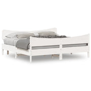 Letto matrimoniale | Letto per adulti | Giroletto senza Materasso Bianco 200x200 cm Legno Massello Pino