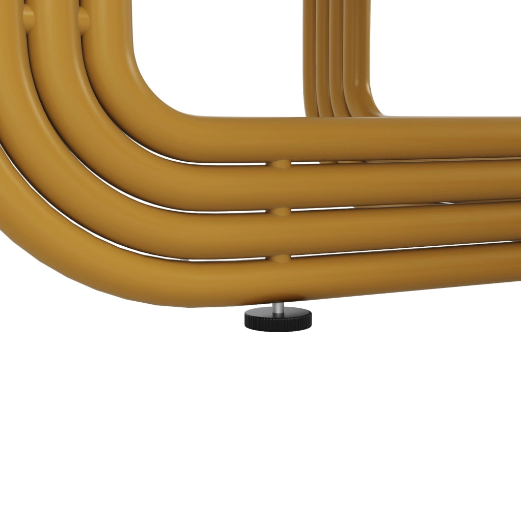 Tavolo da pranzo rotondo 80x80x76 cm con piano effetto marmo in MDF; oro