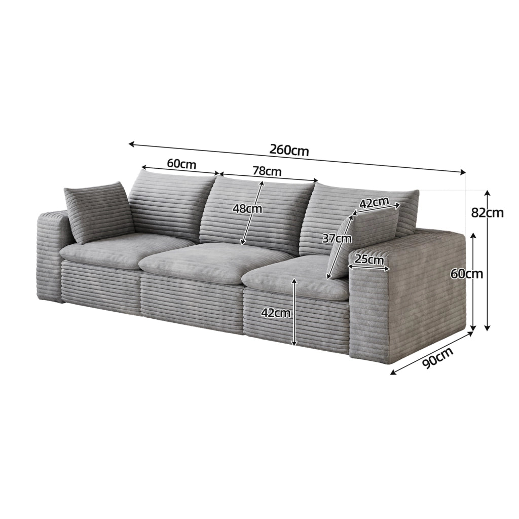 Divano modulare in tessuto grigio con imbottitura in schiuma e design componibile