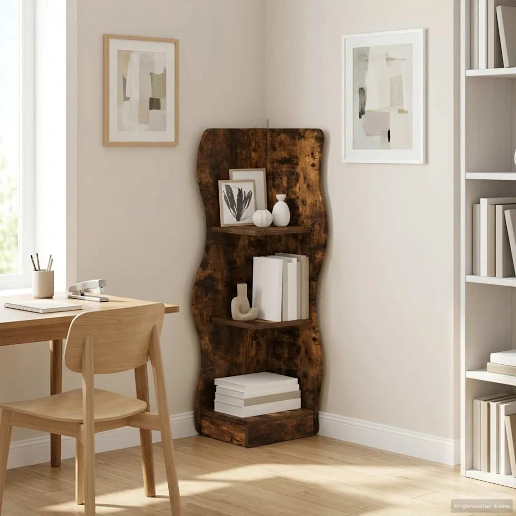 Mensola angolare con lo scaffale Rovere Fumo 34 x 33 x 102 cm 899941