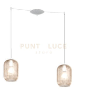 SOSPENSIONE BIANCO 2 LUCI SPOSTABILE VETRI AMBRA 1181BI-S2 S-AM