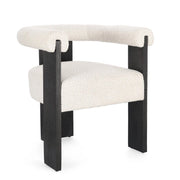 Sedia con Braccioli in Tessuto Bouclé e Struttura in Legno Nero - GORDON