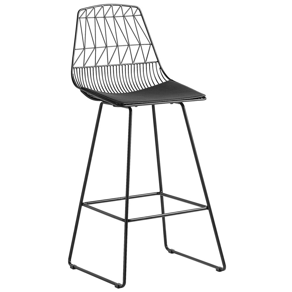 Set di 2 sedie da bar con struttura in acciaio Nero sedile in ecopelle altezza del bancone schienale a doghe design moderno