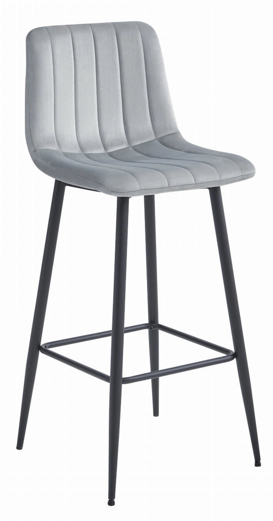 Sgabello da bar VALORA POZZA - Velluto grigio argento con gambe nere x 3