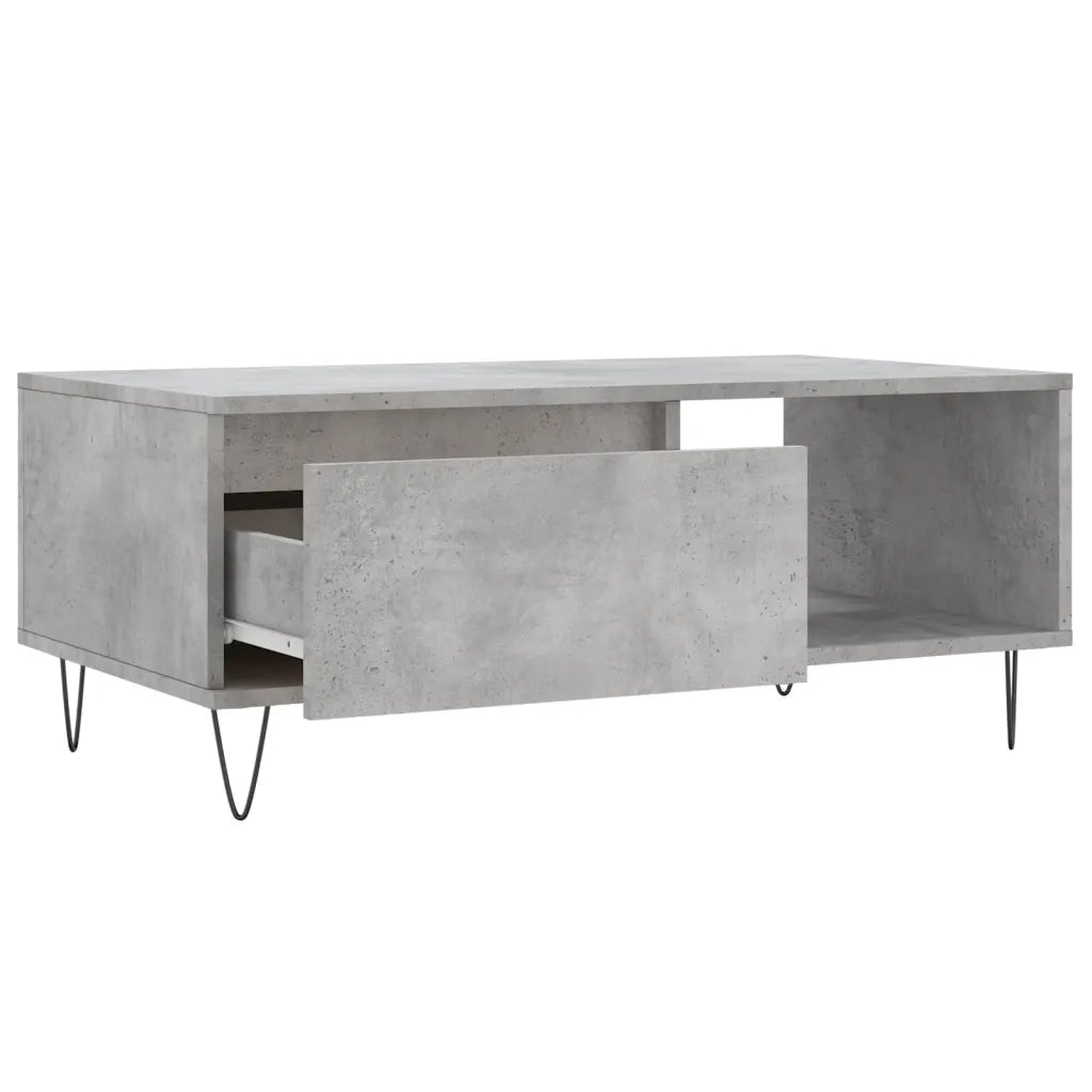 Tavolino Salotto-Tavolino da soggiorno-Tavolo Grigio Cemento 90x50x36,5 cm Legno Multistrato 299878