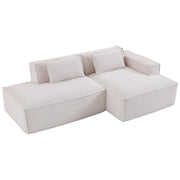 Divano lineare 3 posti - con seduta elastica e design compatto - in tessuto - beige