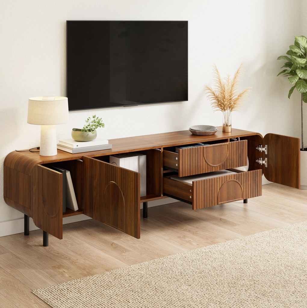 Mobile TV 180x40x47,5 cm noce MDF con 3 ante e 2 cassetti