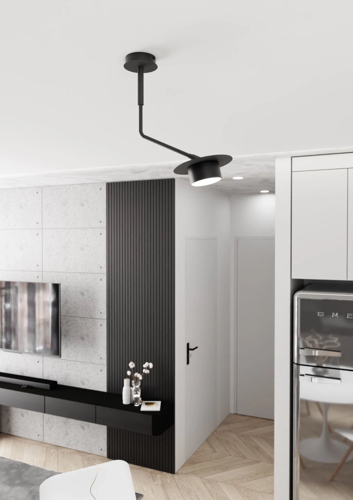 Plafoniera Minimal Cerere Acciaio Nero 1 Luce Gx53 Ip20