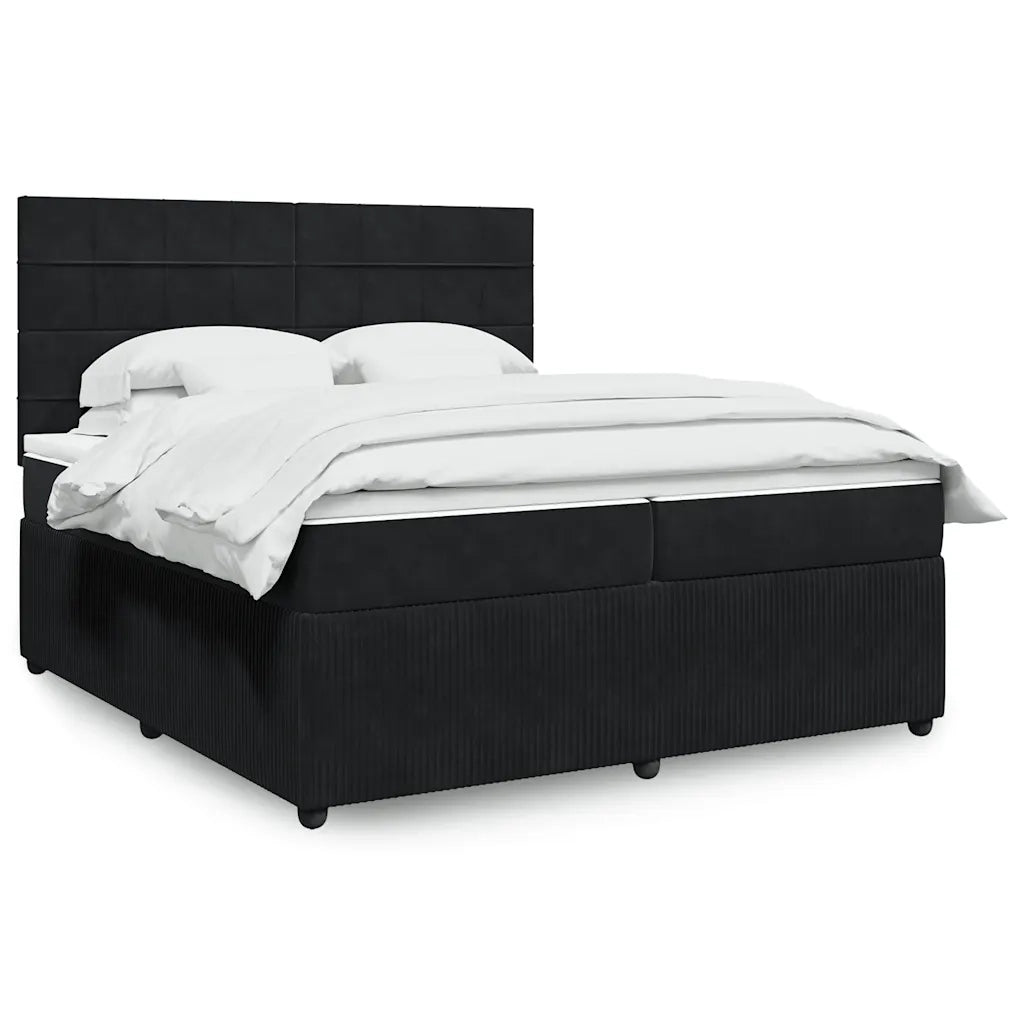 vidaXL Giroletto a Molle con Materasso Nero 200x200 cm in Velluto