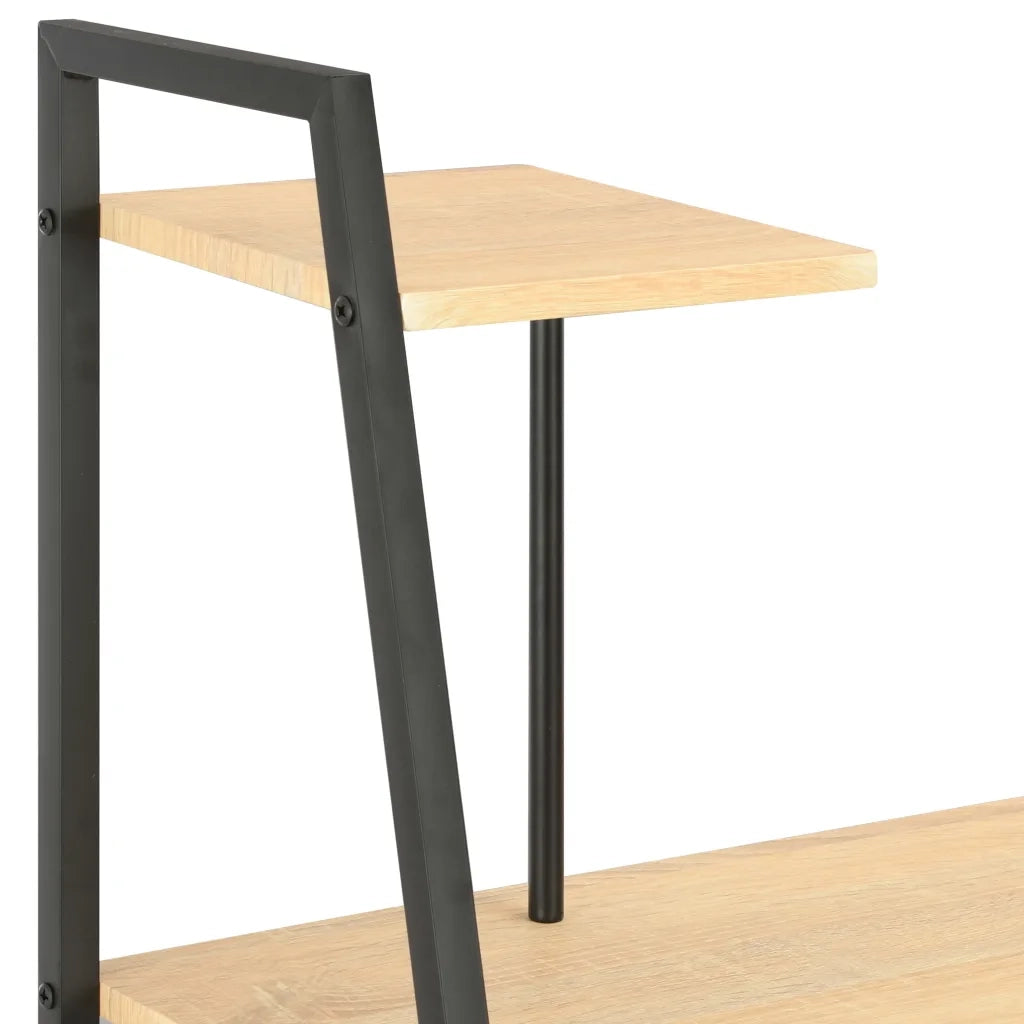 Scrivania con Mensole-Scrivanie per ufficio e studio Nera e Rovere 102x50x117 cm