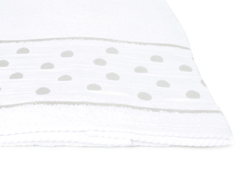Set Asciugamano Copiola Salvietta Bagno In Spugna 100% Cotone Mod Pois Bianco