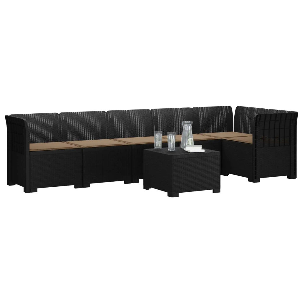 Divano da Giardino 6 Posti con Cuscini Aspetto Rattan PP 3444108