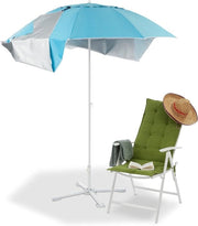 Ombrellone da spiaggia 2 in 1 SPF 50+ HxL 210 x 180 cm con zaino blu
