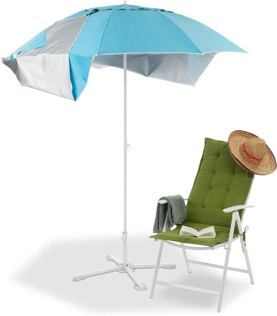 Ombrellone da spiaggia 2 in 1 SPF 50+ HxL 210 x 180 cm con zaino blu