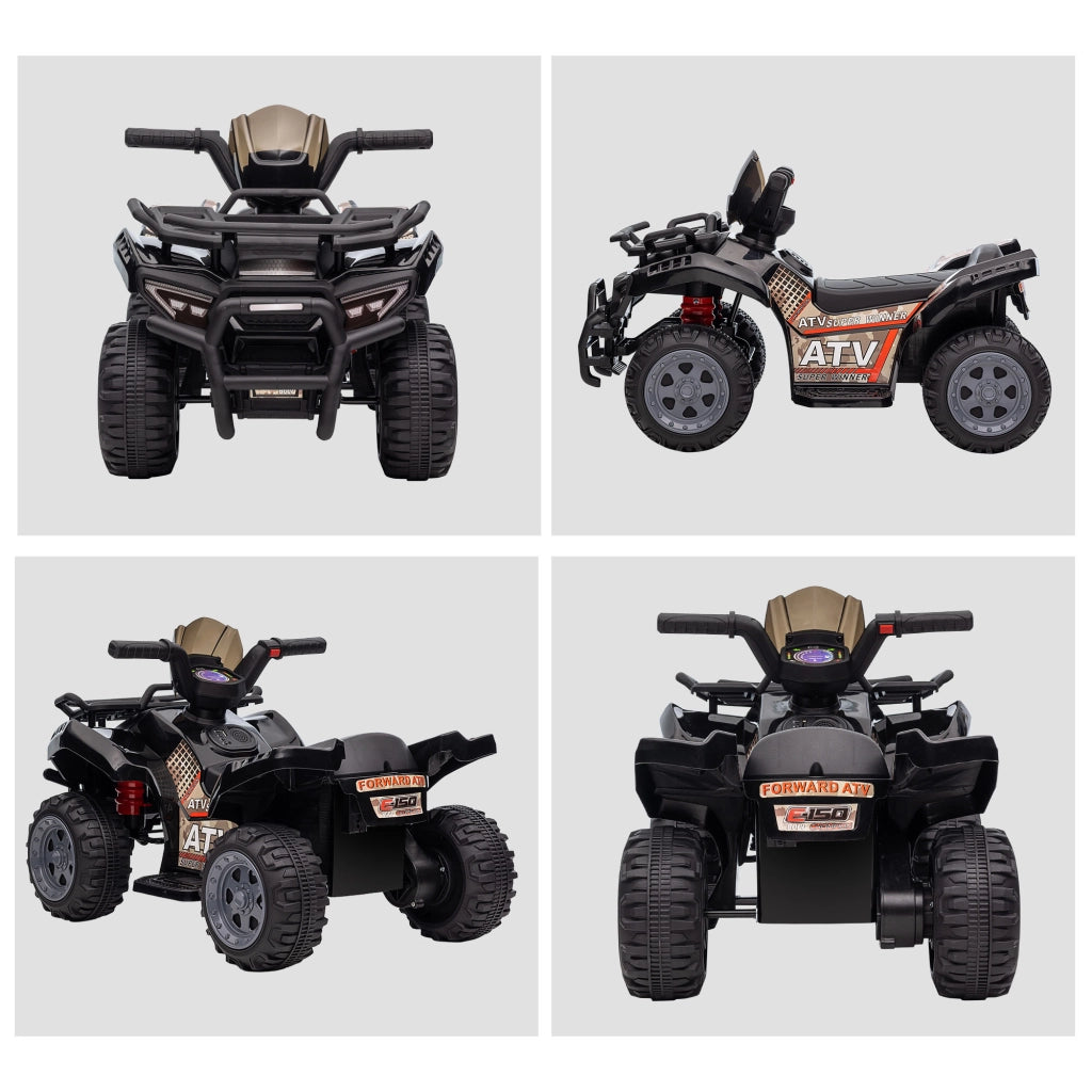 Quad Elettrico per Bambini con Musica ¨C zephmum ¨C 6V, Nero, 1.5-3 Anni
