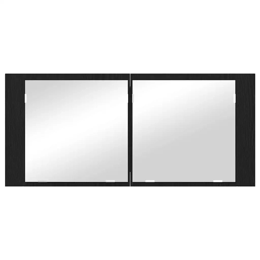 Armadio Specchio LED con porta-Mobile bagno con specchio Rovere nero 100 x 12 x 45 cm