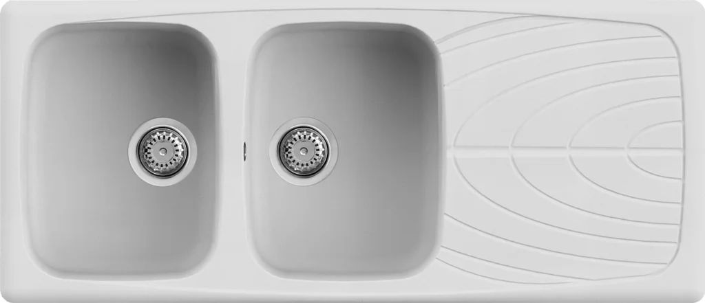 Lavello MASTER 500 116x50 2 vasche + gocciolatoio BIANCO 68