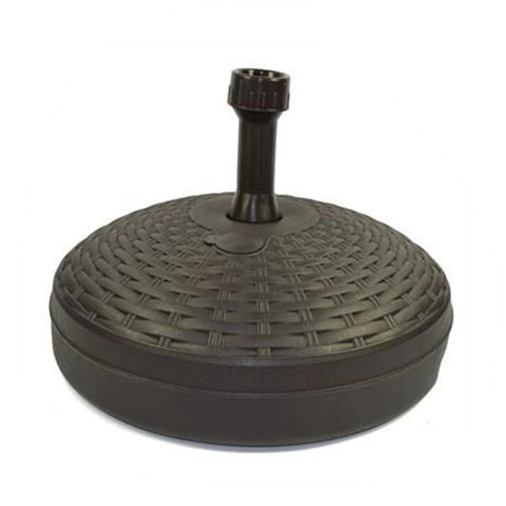 Trade Shop - Base Per Ombrellone Effetto Midollino ø45xh30.5cm Capacità 17lt Per Pali Da ø33 A ø48mm - Marrone Scuro