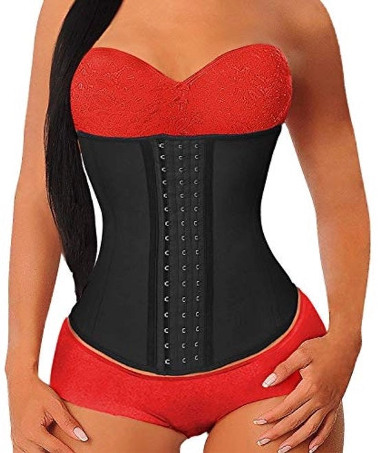 Corsetto Trainer per Donne con Supporto in Latex e Ferretti - Modello Buco Body Shaper - Nero M
