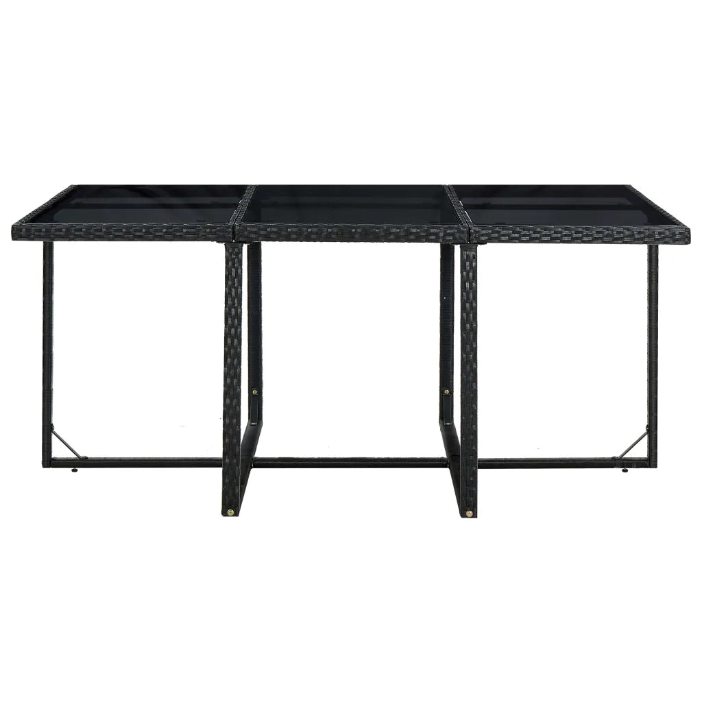 Set da Pranzo da Giardino 11 pz con Cuscini in Polyrattan Nero  cod mxl 42654