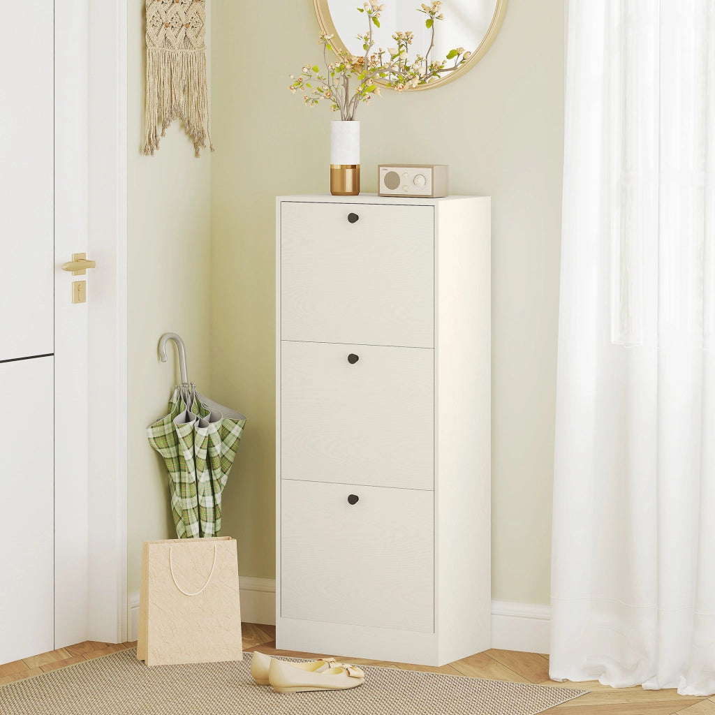 Scarpiera con 3 Ante Salvaspazio ¨C Xylo ¨C Bianco, 47x28x115 cm