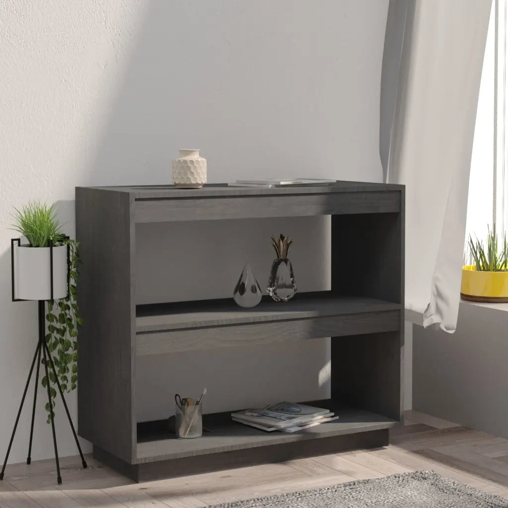 Libreria Grigia 80x35x71 cm in Legno Massello di Pino 810881