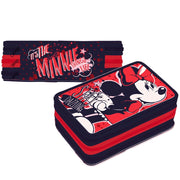 Trade Shop - Minnie Mouse Stay Dazzling Astuccio 3 Zip Cerniere Portapastelli Matite Scuola -
