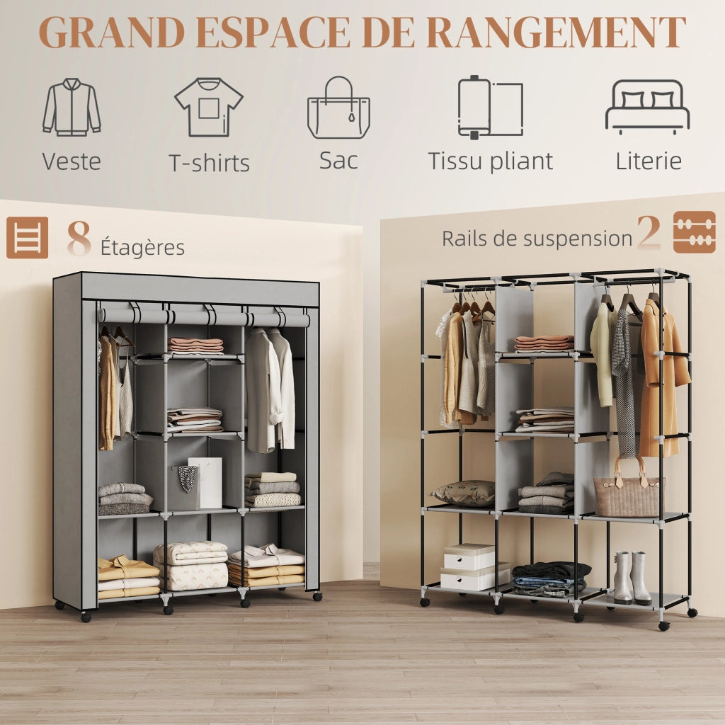 Armadio Guardaroba ¨C zephmum ¨C Grigio 90x51x200