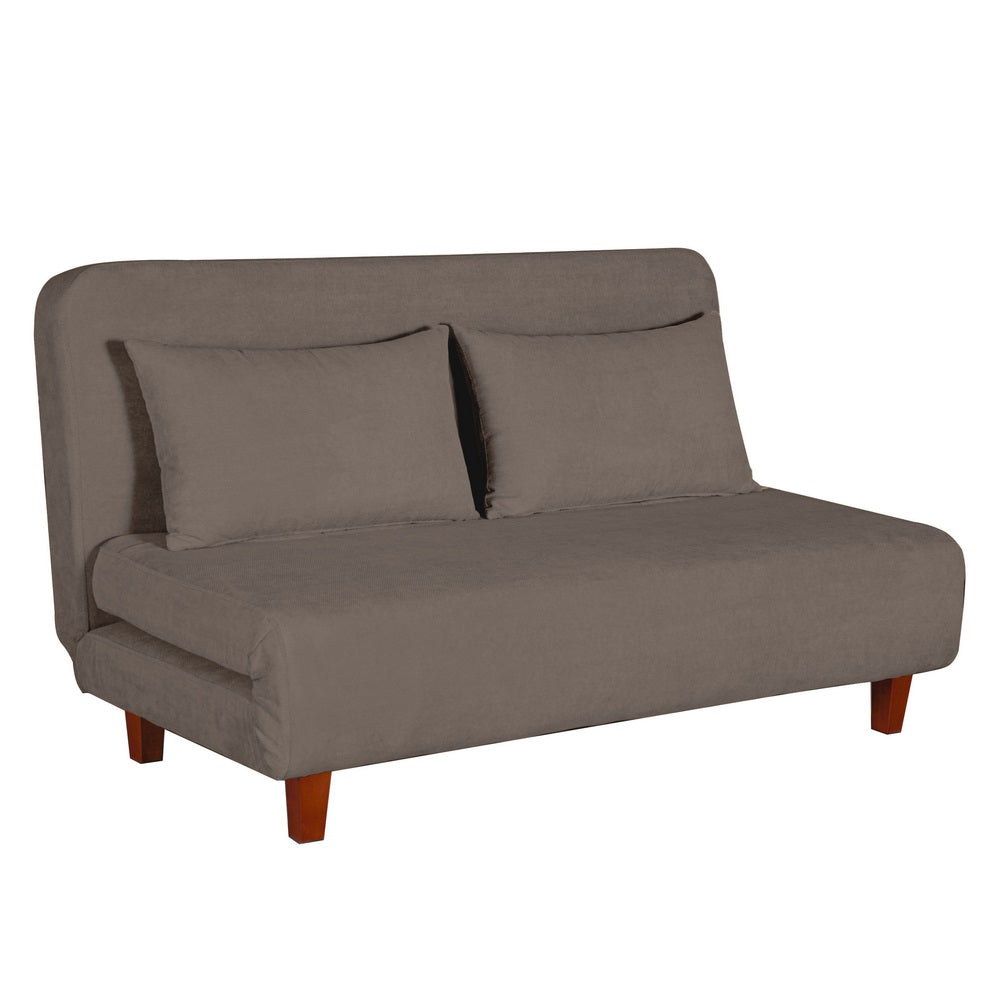 Divano Letto 2 Posti 146x91x82 cm in Tessuto Tortora Scuro