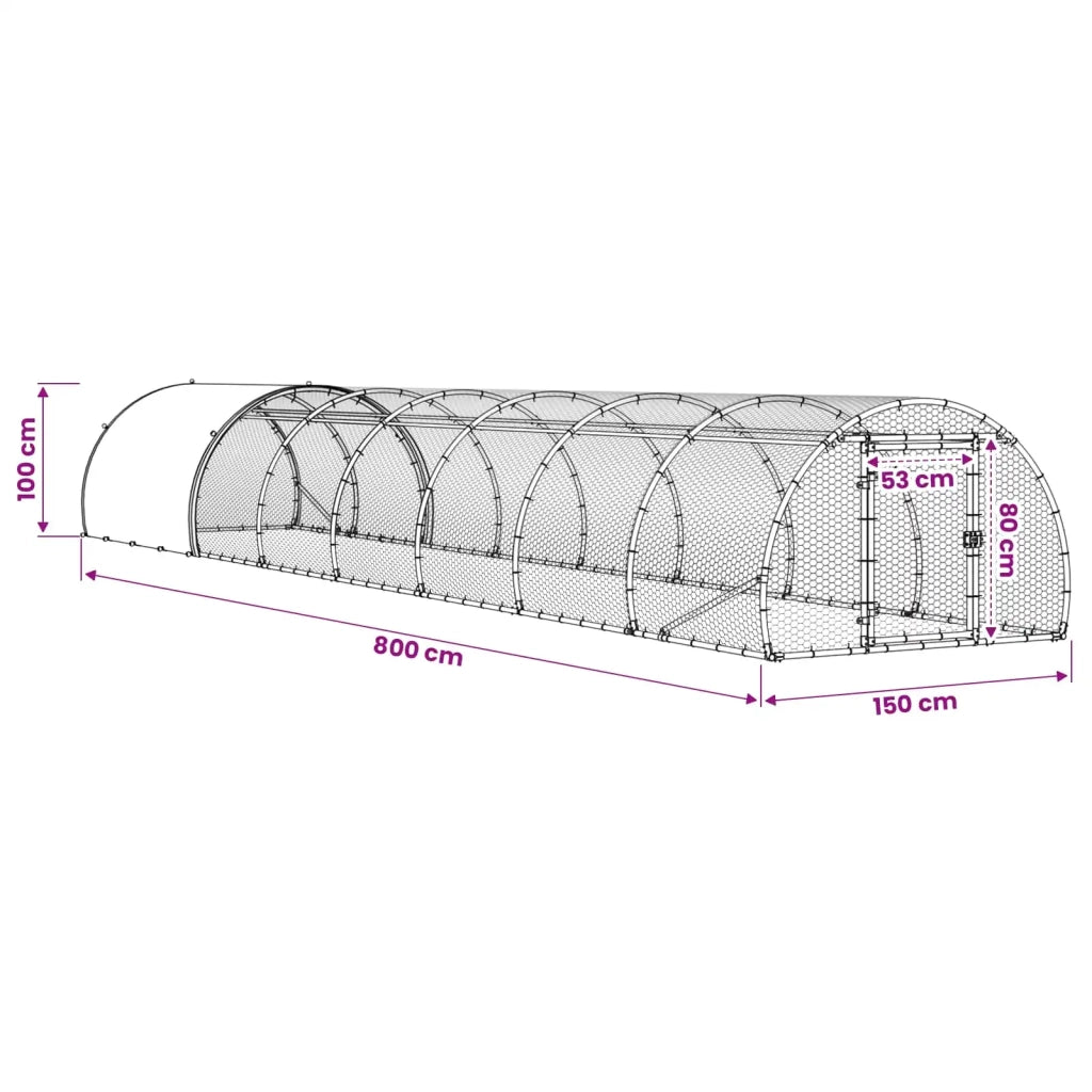 Pollaio Argento 800 x 150 x 100 cm Acciaio zincato 3434668