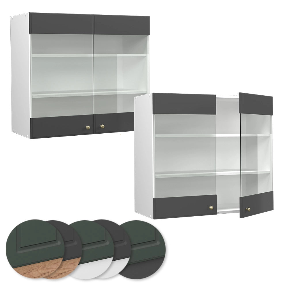 Vicco Mobile da cucina in vetro Antracite-oro 80 cm