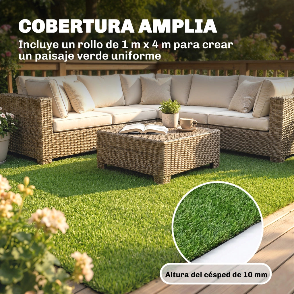 Tappeto Erba Sintetica per Giardino ¨C zephmum ¨C Verde 10mm 1x4m