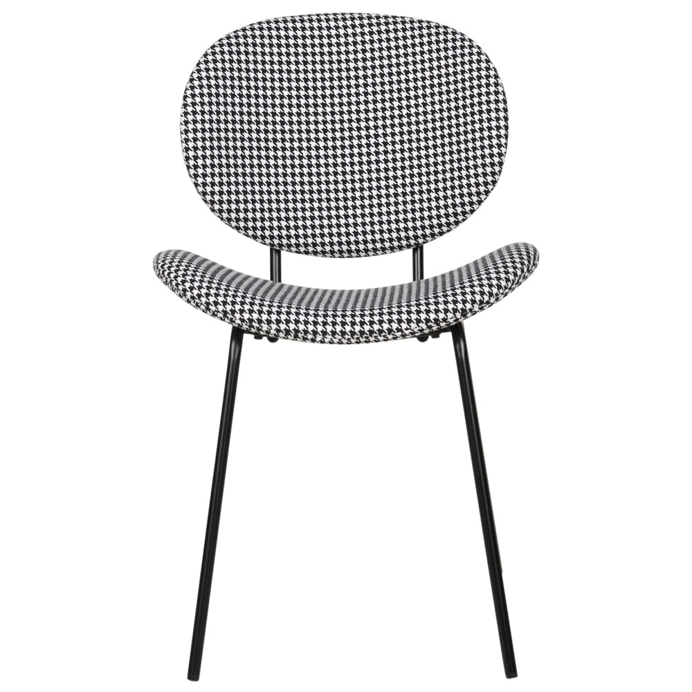 Set di 2 sedie in tessuto bianco e nero con gambe nere e senza braccioli design contemporaneo e retrò Sedute per la sala da pranzo