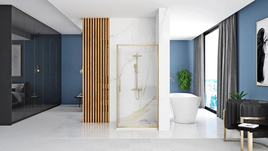 Cabina Doccia Rea Rapid Swing Brush Gold 90x90