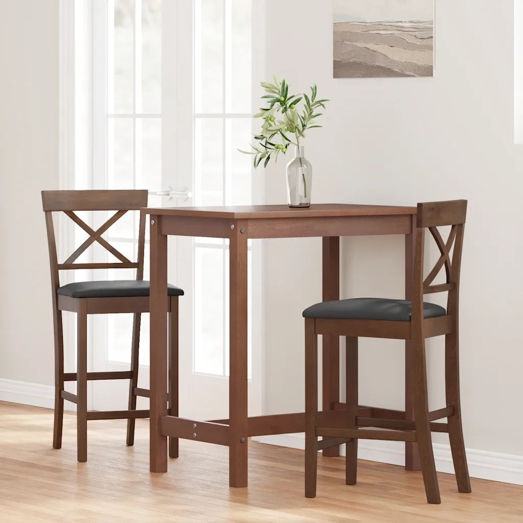 Sgabelli da Bar con Cuscini 2pz Marrone Legno Massello di Hevea 4102548