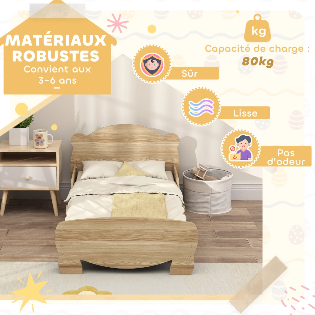 Letto a soppalco per bambini con barriere ¨C zephmum ¨C 70x140 cm legno naturale