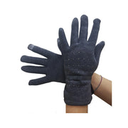 Trade Shop - Guanti Tessuto Cotone Donna Grigio Fiocco Glitter Taglia 8 1/2 Gloves Fodera -