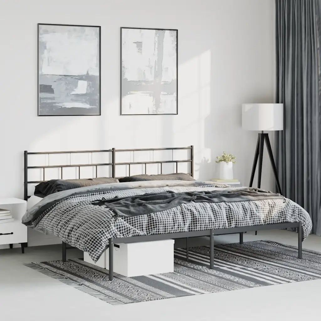 Giroletto con Testiera in Metallo Nero 183x213 cm