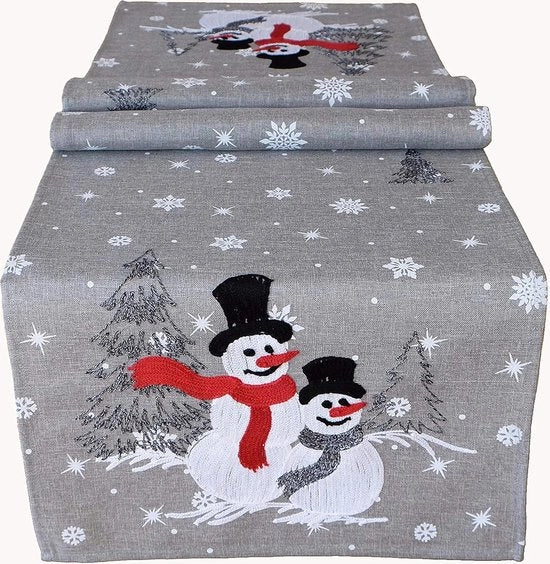 Tappeto da tavola con decorazioni in punto di raso, fiocchi di neve, tappeto da tavola, decorazione di Natale, tappeto da tavola da Natale, 85 x 85 cm