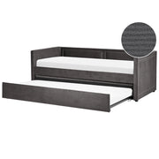 Letto da giorno estraibile velluto a coste grigio scuro 90 x 200 con rete a doghe e testiera con chiodini