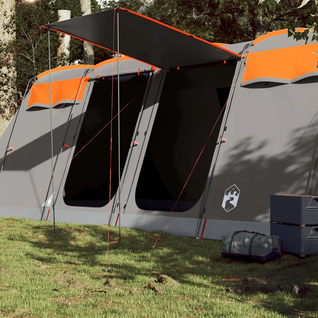Tenda Familiare Tunnel 10 Persone Grigia Arancione Impermeabile 94621