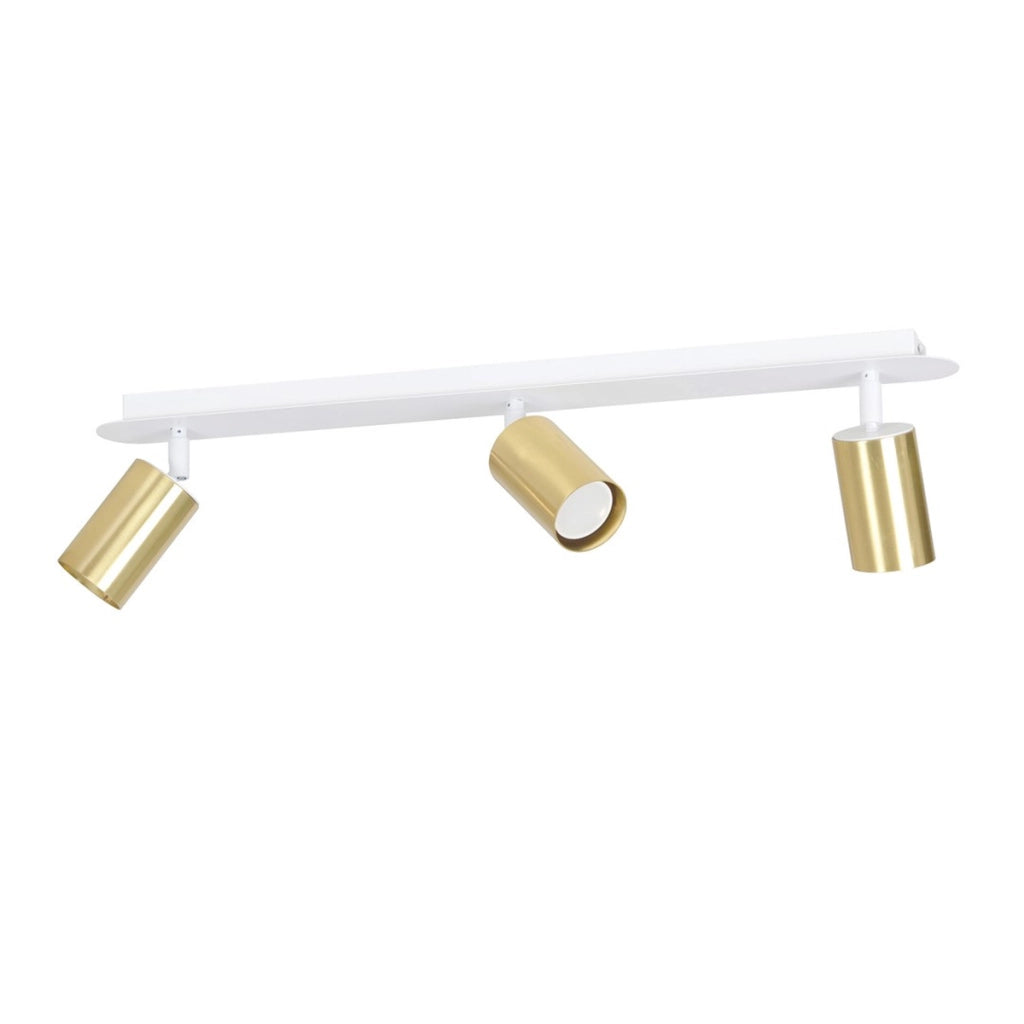 Faretto da soffitto ZEN 3 in acciaio bianco e oro lucido