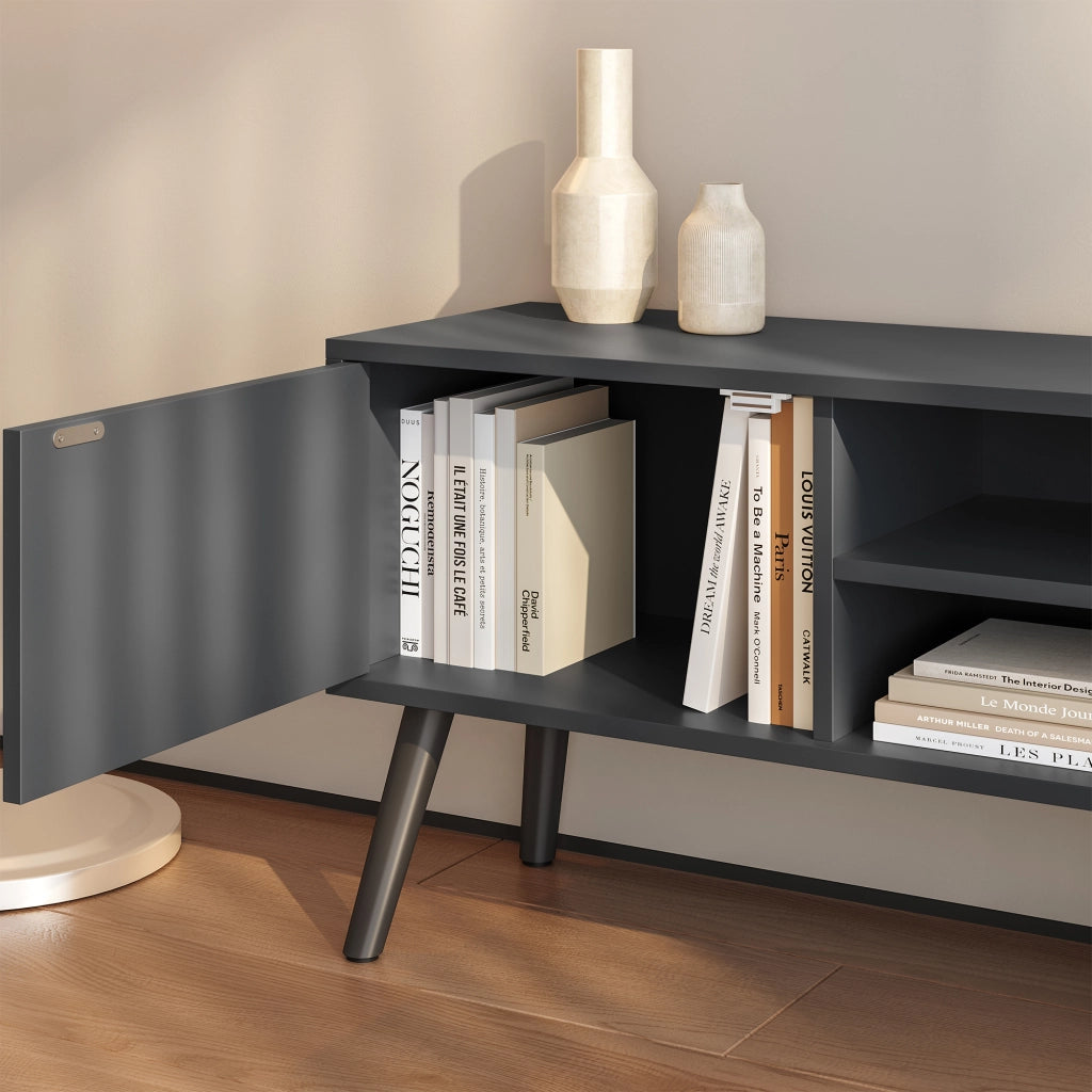 Mobile Porta TV Eskilstuna a 2 Ante e Ripiani 120 x 30 x 47 cm - Grigio Scuro [en.casa]